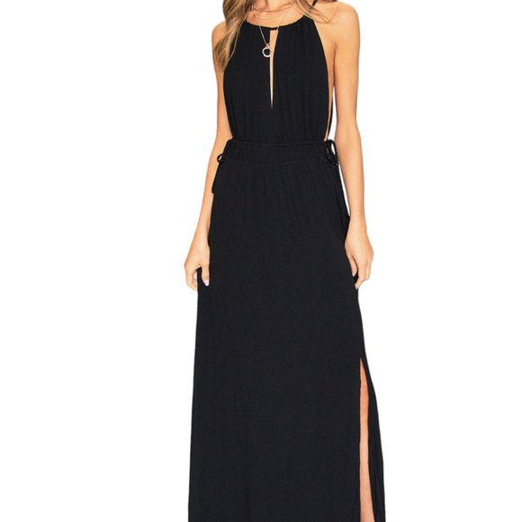 Dresses & Skirts - New Black Maxi side cutout/tie Halter dress
